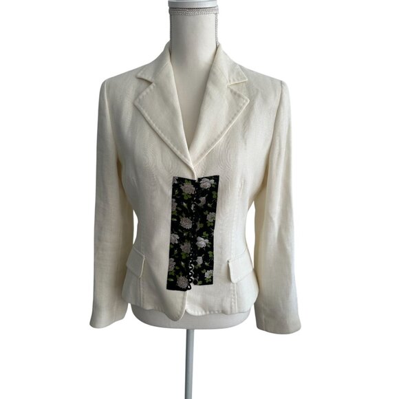 DOLCE & GABBANA Cream Floral Rose Buttoned Blazer Size IT 44 - Picture 5 of 11